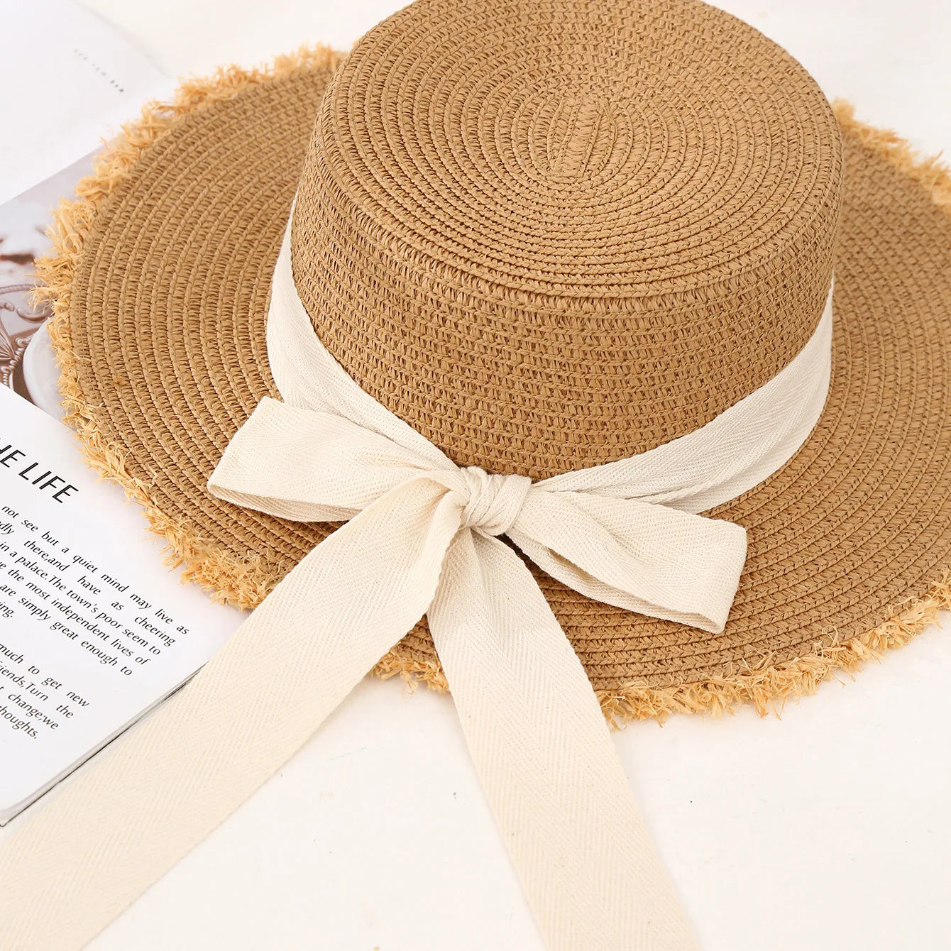 Summer Sun Protection Straw Hat Parent-Child Mother Daughter Outdoor Wide Brim Lace Woven Beach Sun Hat for Adult and Baby