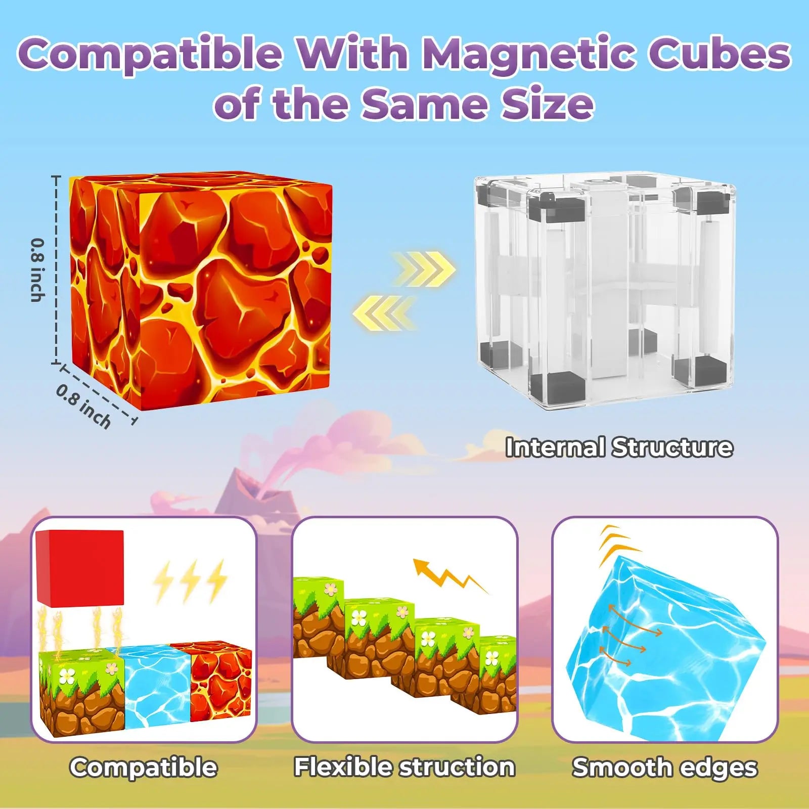 Magnetic Blocks, Magnetic Tiles Building Blocks, Magnet Cubes Toddler Kids Toys, Sensory STEM Toys for 3-5 4-6 5-7 6-8 Year Old