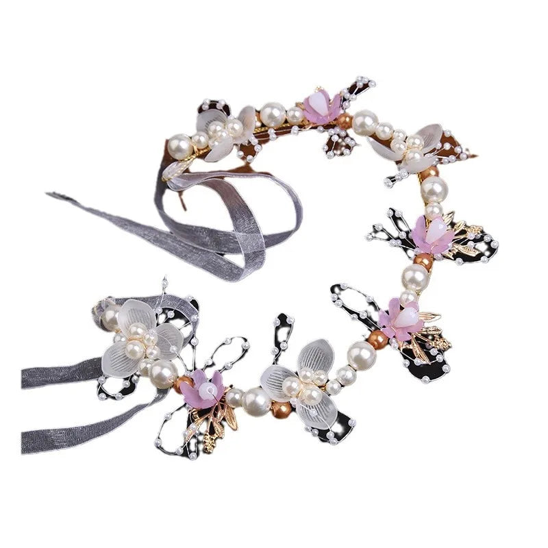 Elegant Girls Headband Imitated Pearl Hair Headdress Baby GirlsFlower Wreath Bride Garland Head Hoop Wedding Headbands Hair
