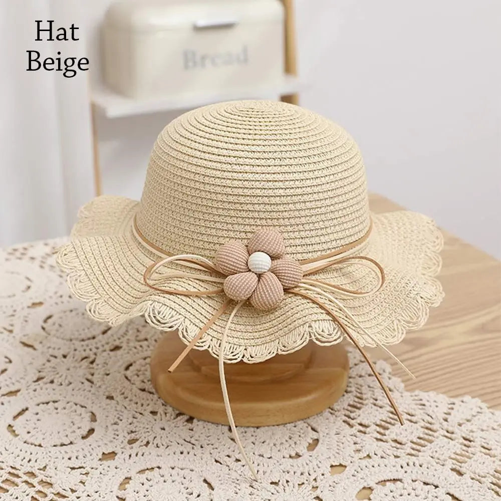 UV Protection Kids Straw Cap Bag Outdoor Spring Summer Breathable Beach Cap Travel Big Brim Sun Hat Children Girls