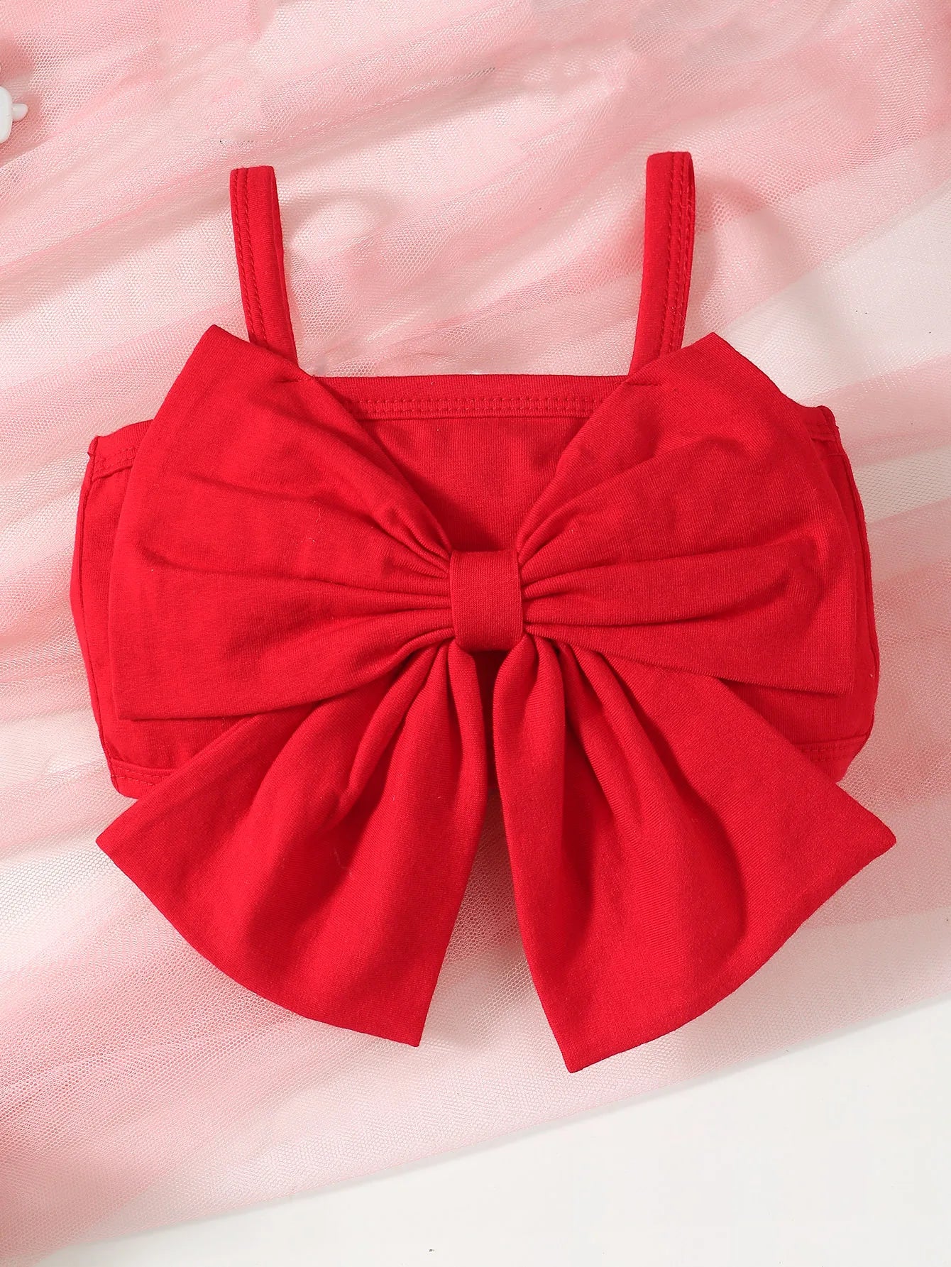 0-2 Year Old Baby Summer Girl Suspender Large Bow Daily Party Bell Bottoms Plaid Printed Headwear Baby Clothes