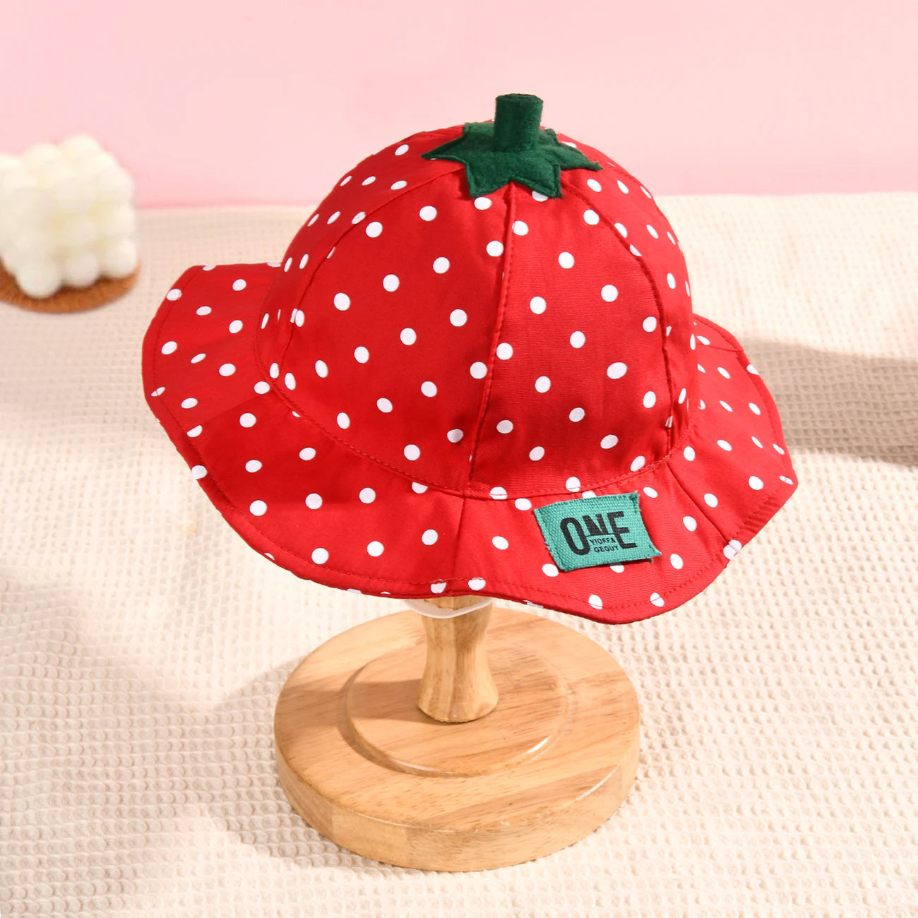 Baby Girl & Toddler Wide Brim Strawberry Pattern Sun Hats Kids Sun Protection Bucket Cap Cute Adjustable Hat