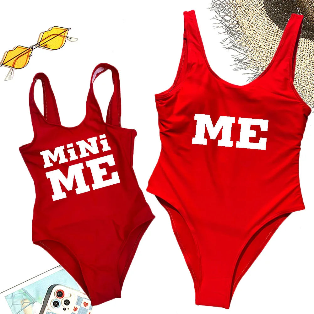 2-7 Years MiNi Me Baby Toddlers Kids Bathing Suits Mom And Daughter Matching One-Piece Swimsuit Mommy&Baby Girl Swimwear