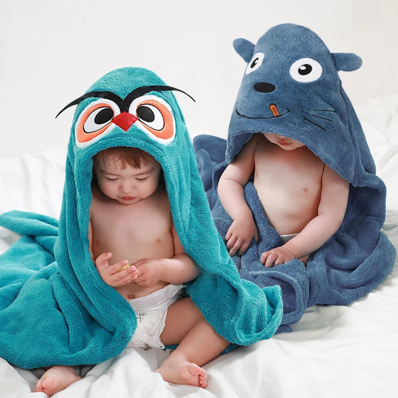 Baby Bath Towels Absorbent Shower Robe Hooded Towel Children Bathroom Bathrobe Kids Poncho Towel Newborn Items Blankets Swaddles