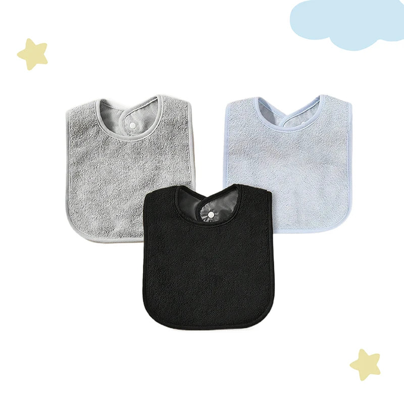 3Pcs/4Pcs Terry Cloth Waterproof Bibs for Babies Feeding Bibs Soild Color Waterproof Towel Kids Bandanas Burp Cloths