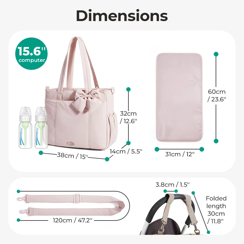 BAGSMART Mommy Diaper Bag Stroller Organizer Multifunctional Baby Diaper Handbag with Changing Large Capacity Maternity Totes