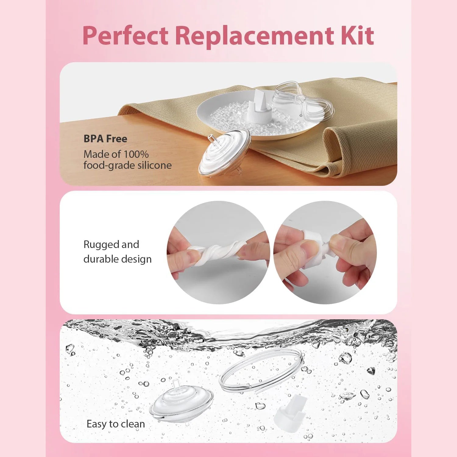 Free shipping 10pcs Set Breast Pump Parts Compatible with Spectra S1/S2/9 Plus, Not Original Accessories, Full Set Replacements