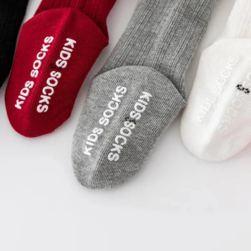 Bow Baby Long Socks Spring Autumn Kids Knit Stockings Non-slip Princess Girls Knee High Sock Solid Cotton Newborn Footwear 0-3Y