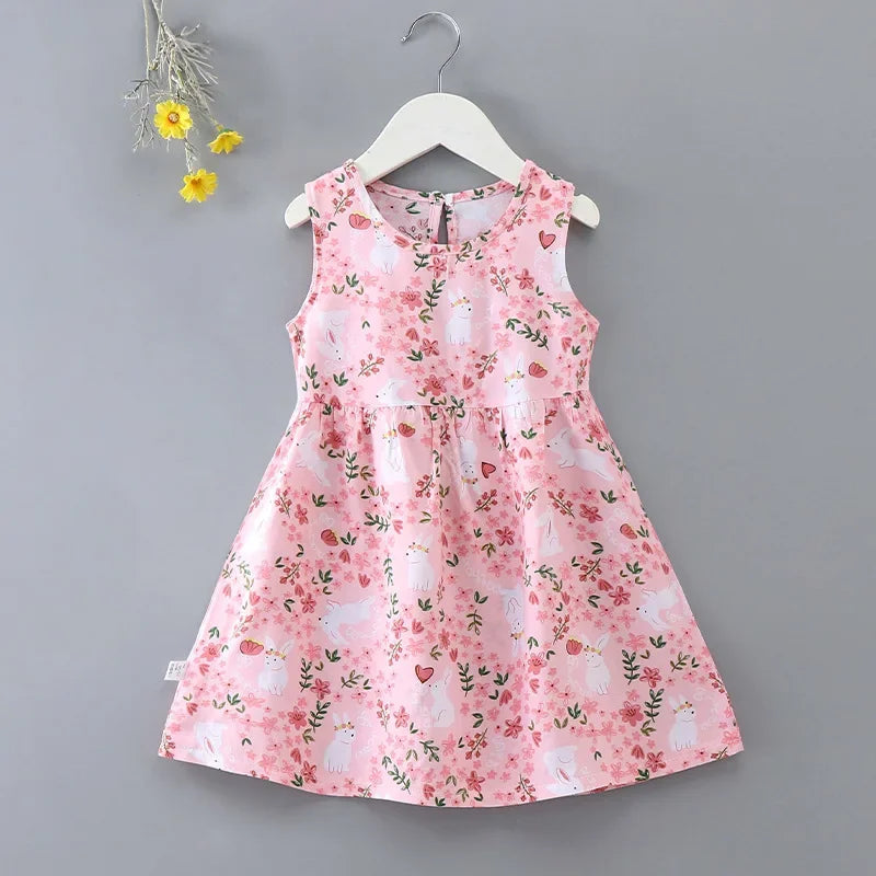 Baby Girls Summer Dress Sleeveless Cute Print Children's Dresses Cotton Toddler Kids Party Sundress Clothes Baby Clothing Skirts
