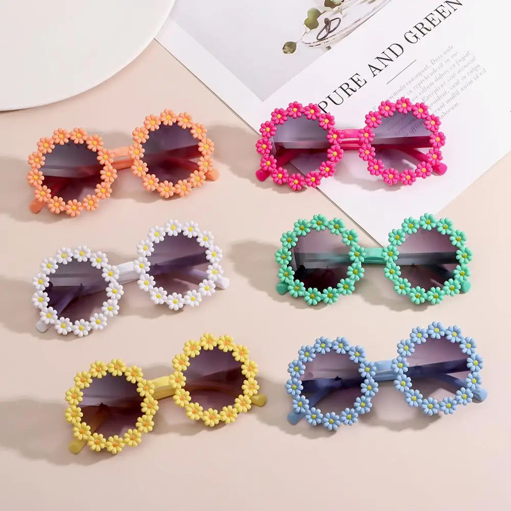 Round Flower Kids Sunglasses UV400 for Boy Girls Lovely Baby Daisy Sun Protection Cute Sport Shades Children Outdoor Eyewear ﻿