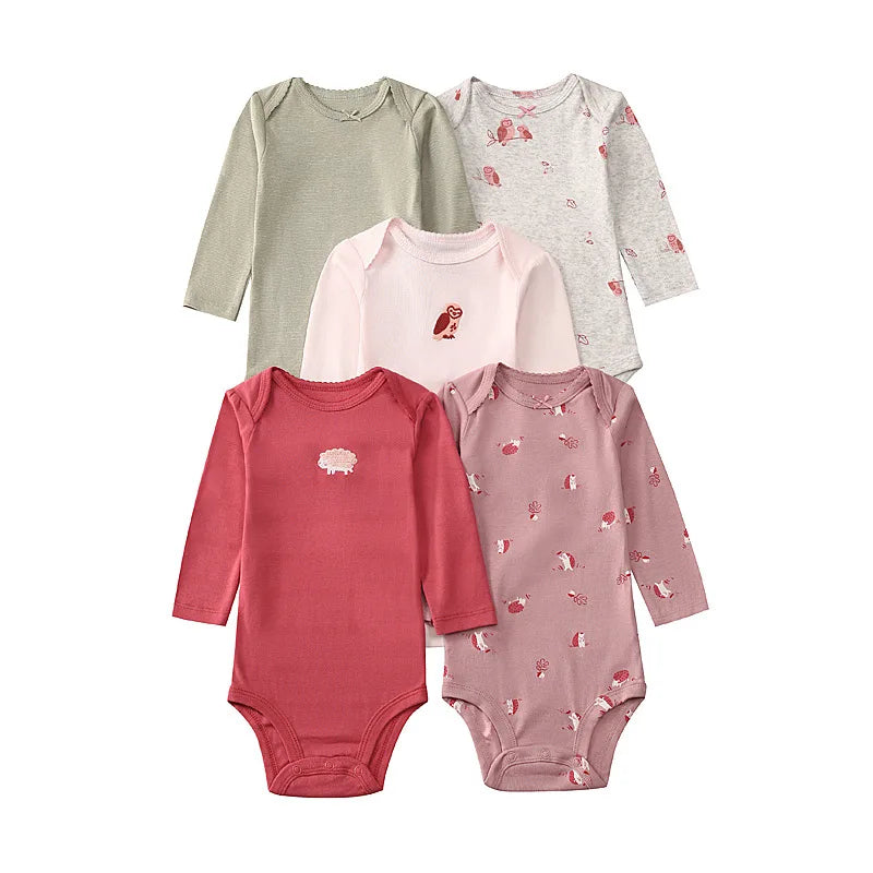 100% Cotton Soft Breathable Baby Bodysuits Long Sleeve Newborn Infant Boys Girls Onesies Rompers Bebe Clothes Baby Shower Gifts