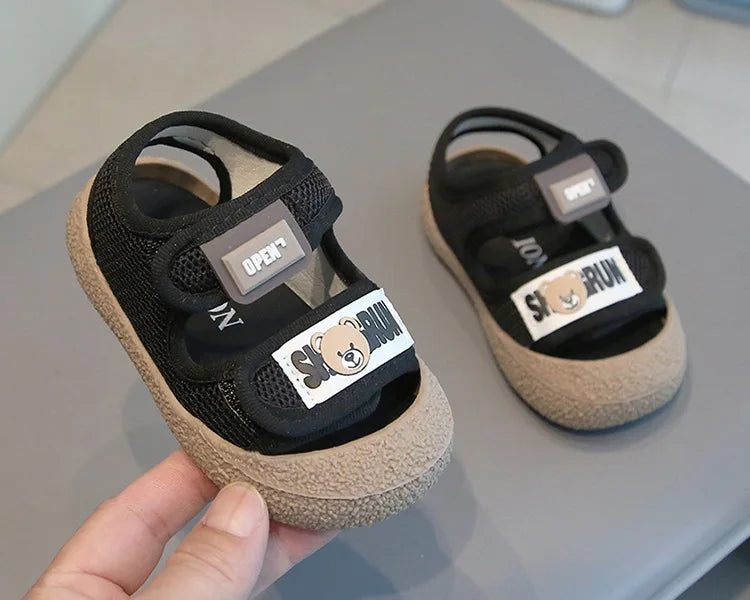 Baby Kids Walking Shoes Mesh Breathable Boys Girls Casual Shoes Non-slip Toes Capped 2025 Summer New Kids Sandals Soft Sole