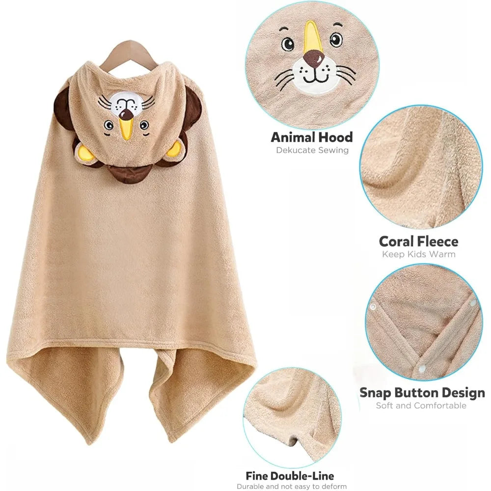 Baby Hooded Bath Towel,Ultra Soft and Absorbent Toddlers Bathrobe,Coral Velvet Thickened Bathrobe,Newborn Blanket Shower Gifts