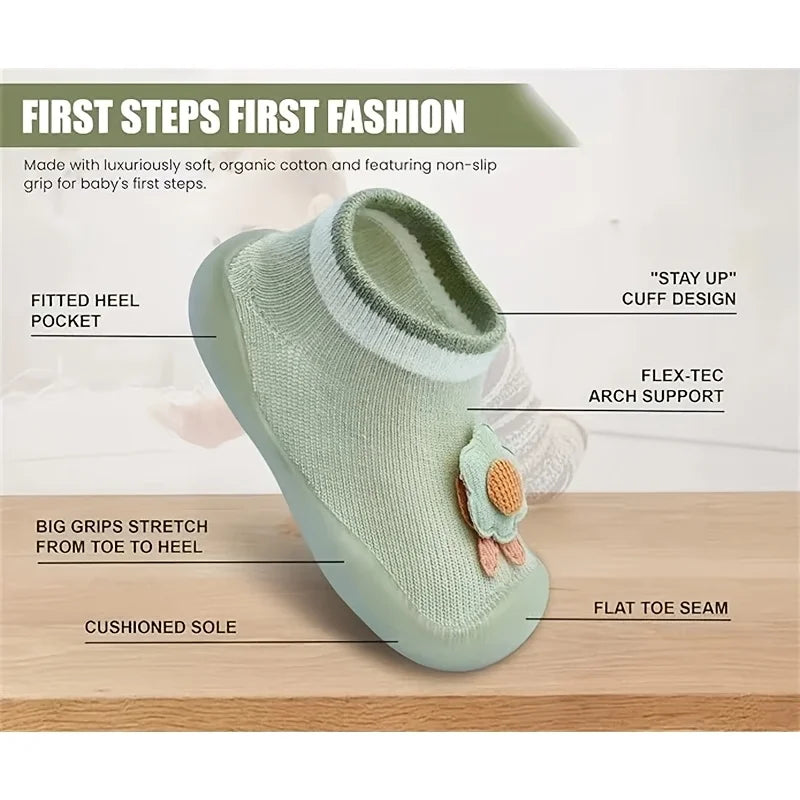 Baby Socks Shoes Infant Cute Cartoon Kids Boy Shoes Soft Rubber Sole Child Floor Sneaker Booties Toddler Girls First Walker