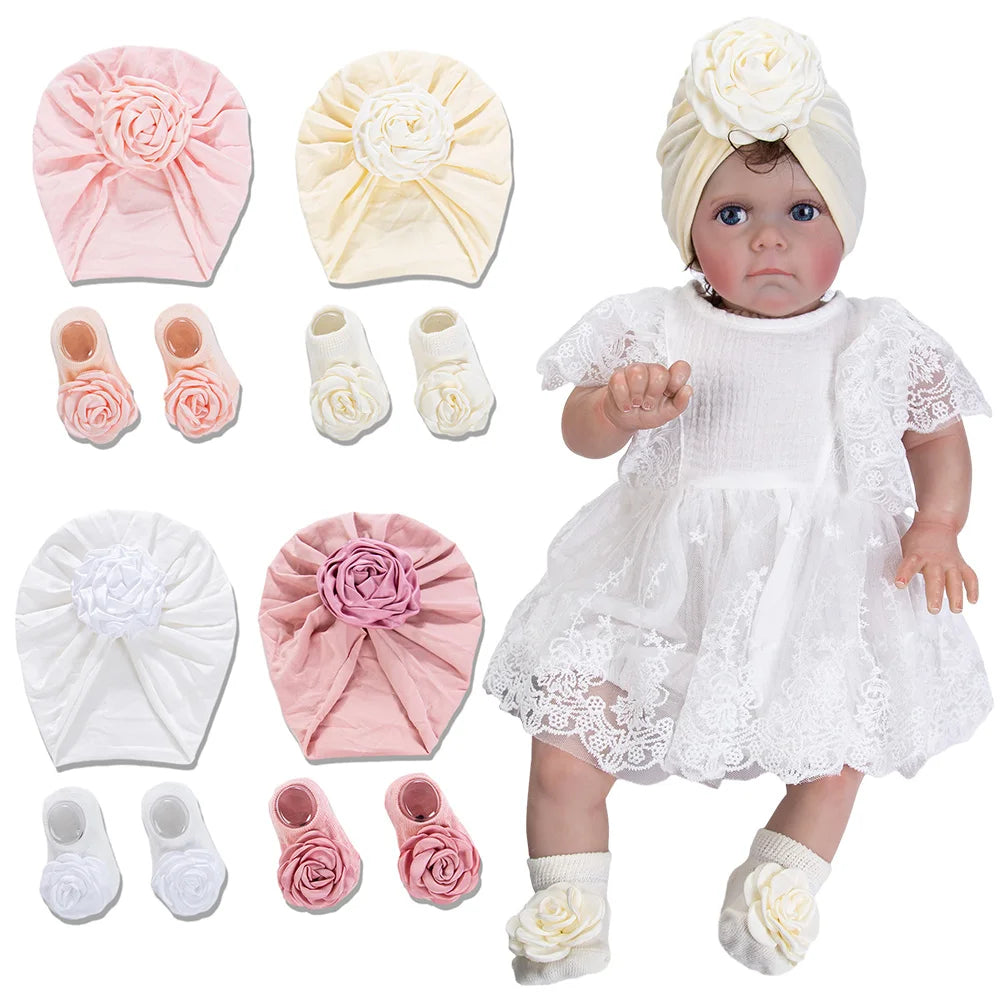 3Pcs/Lot Solid Satin Ruffled Knee Baby Socks 0-12M Soft Cotton Solid Toddler Boys Girls Bows Nylon Hairbands Long Sock Warm Leg
