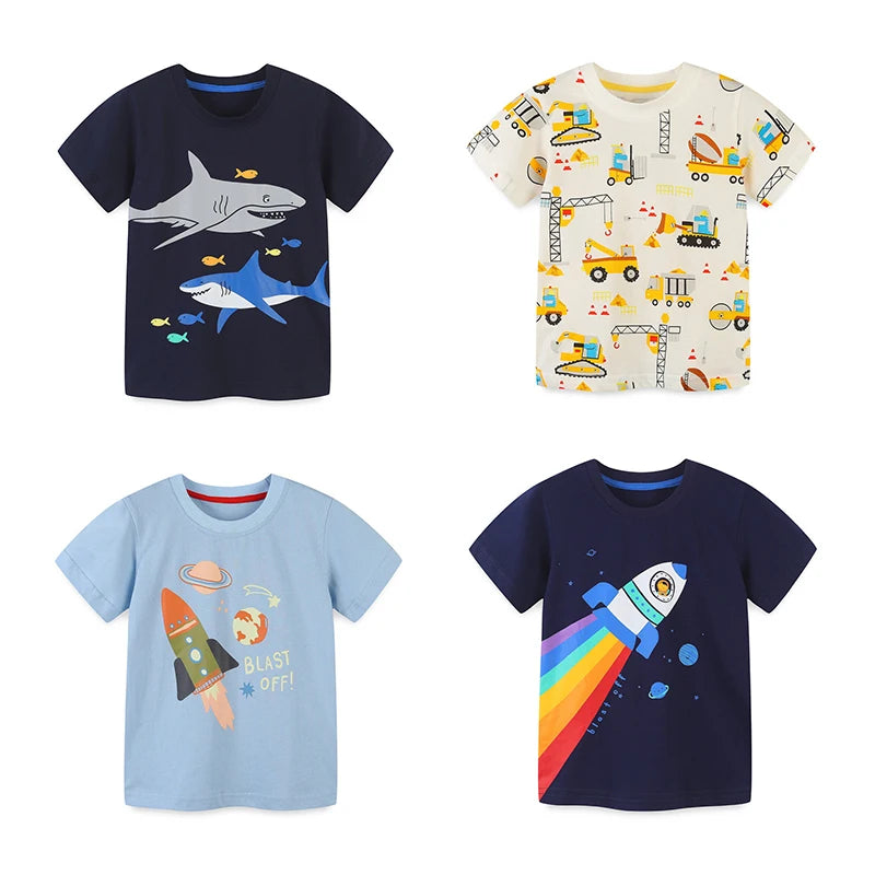 2-7T Cotton Boys Kids TShirts Summer Hot Selling Toddler Clothing Short Sleeve Cartoon Print Fashion Kids Tees Tops