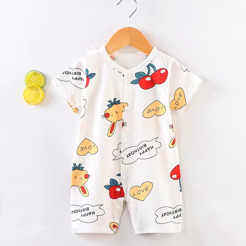 Baby Bodysuit 0-1 Years Cotton Jacquard Snap Closure Crawling Outfit Simple and Trendy Lightweight Romper