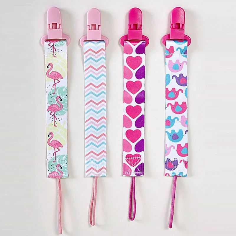 4pcs/set Newborn Pacifier Chain Clip Double-sided Printed Pacifier Belt Boys Girls Pacifier Holder Infant Feeding Accessories