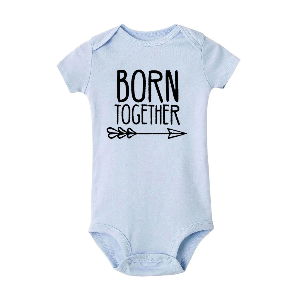 Born Together Baby Twins Bodysuits Best Friends Forever Baby Clothes Twin Summer Jumpsuit Girls Boys Outfits Infant Shower Gifts