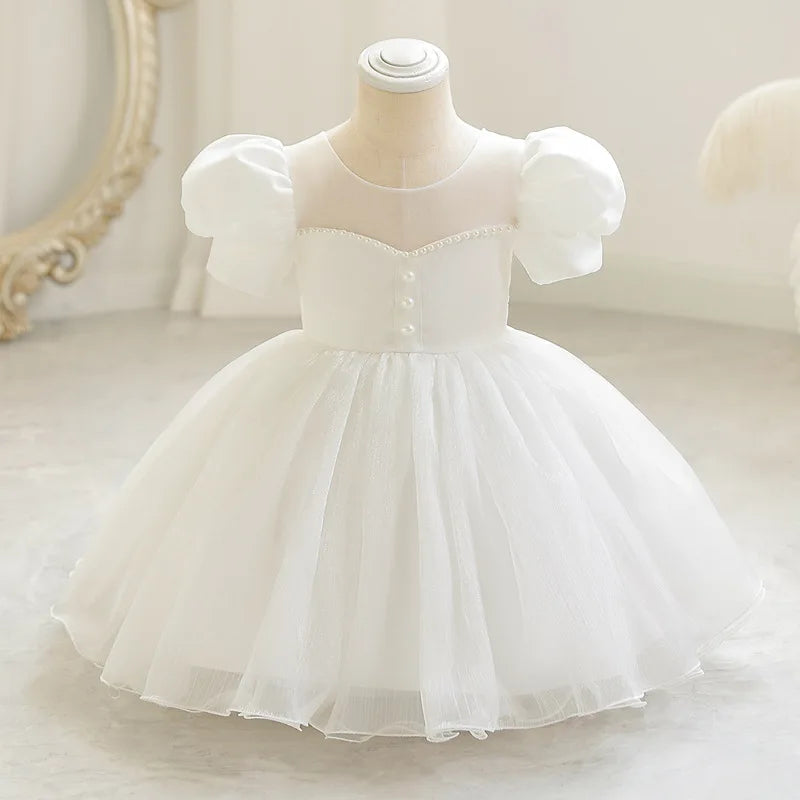 dress  girl's first birthday, a princess dress with puffed sleeves  summer baby girl rainbow gradient color dress for children