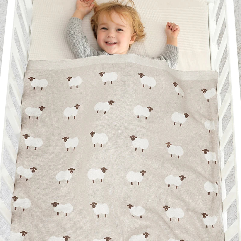 Infant Baby Blankets Cotton 90*70cm Sleepsack Cute Cartoon Sheep Newborn Boy Girl Bedding Quilt Knit Srtoller Swaddle Soft Plaid