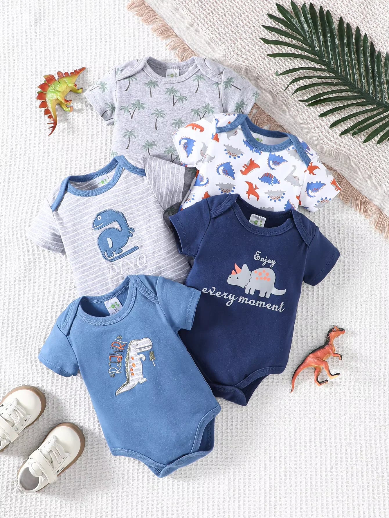 Baby boy clothes 5PCS Baby boy onesies summer Short-sleeved jumpsuit 100% cotton fabric Suitable for 0-12 months
