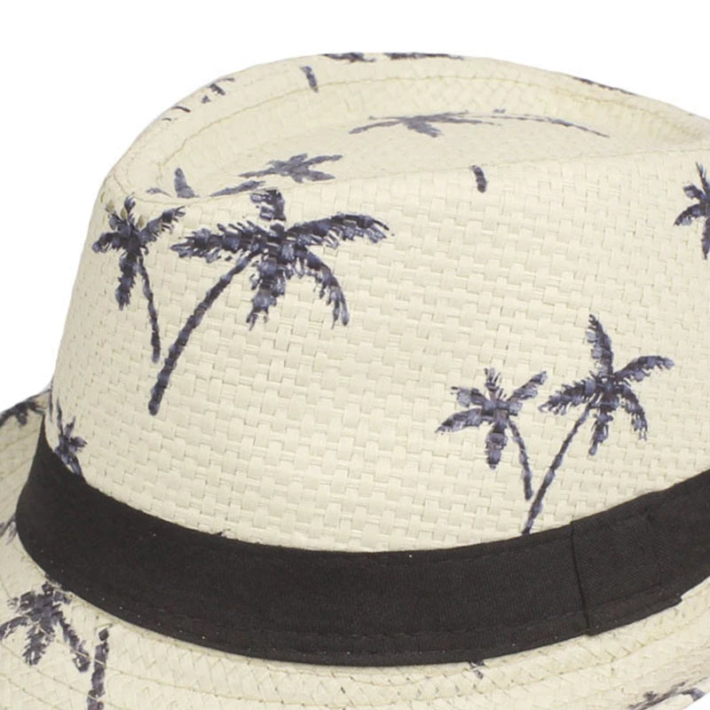 Summer Beach Straw Hat for Kids Linen Woven Sun Protection Cap Outdoor Travel Sunscreen Kids Boy Girl Panama Hats