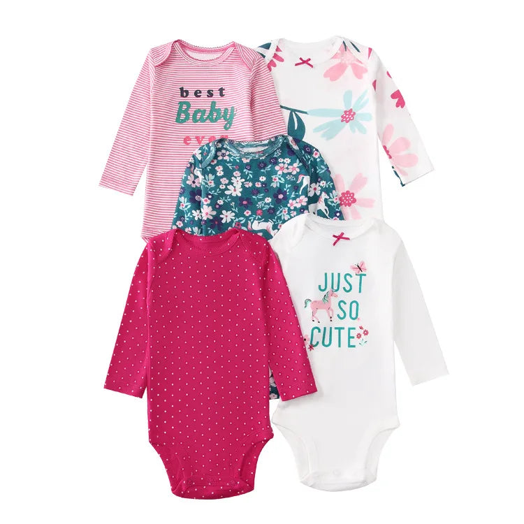 100% Cotton Soft Breathable Baby Bodysuits Long Sleeve Newborn Infant Boys Girls Onesies Rompers Bebe Clothes Baby Shower Gifts