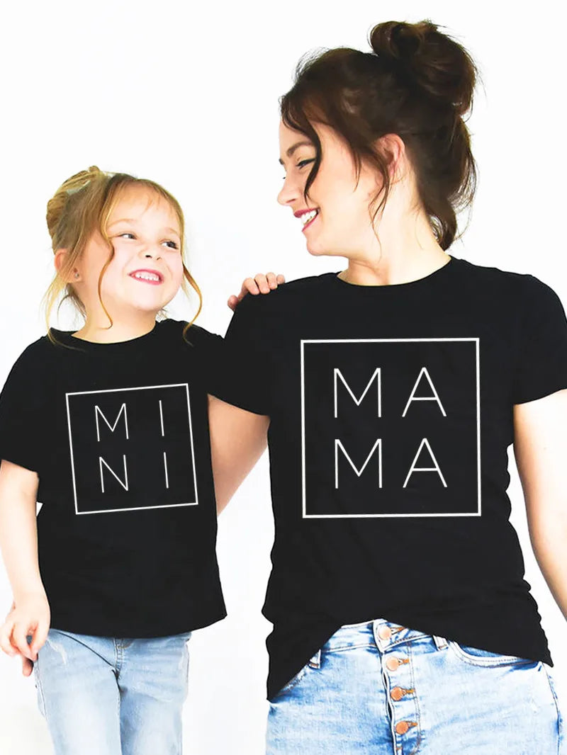 Mama Baby Family Matching Outfits Mom and Me Funny Women T-shirt Mother Daughter Tops Tee Girl Mommy Baby Clothes,Drop Ship