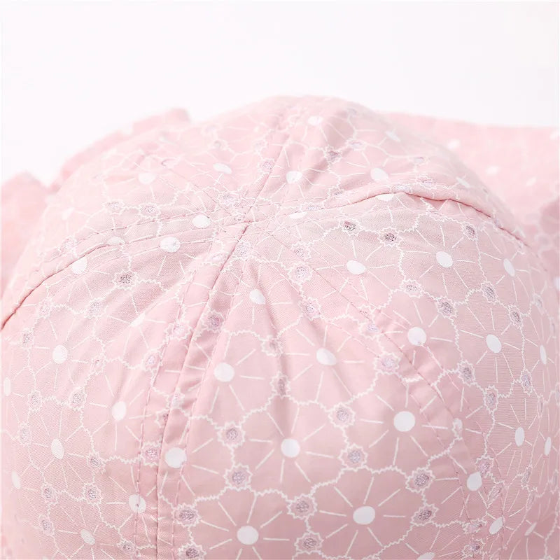 Summer Baby Sun Hat Floral Ruffle Toddler Girls Bucket Hat Solid Color Wide Brim Kids Travel Beach Fisherman Cap