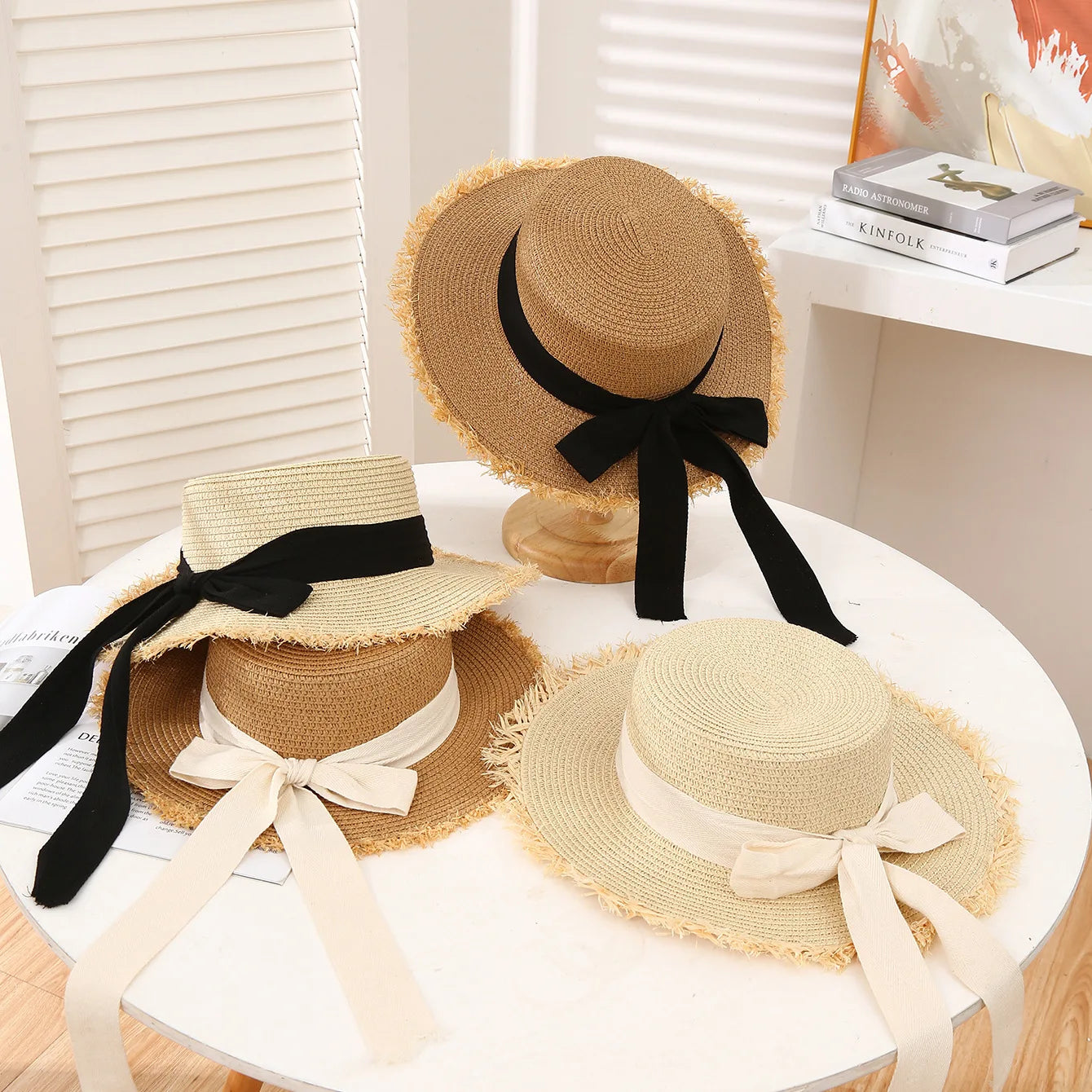 Summer Sun Protection Straw Hat Parent-Child Mother Daughter Outdoor Wide Brim Lace Woven Beach Sun Hat for Adult and Baby
