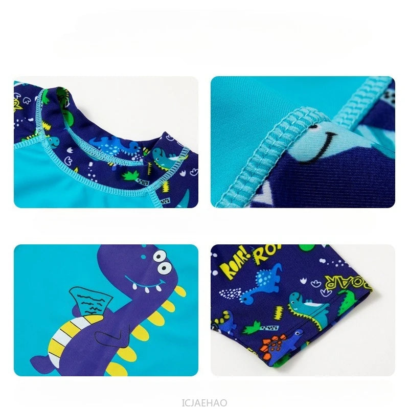 2025 Kids Boys Girls Swimwear Set Clothes Children Cartoon Print Separates Matching Summer Beach Vacation Outfit Casual Wear