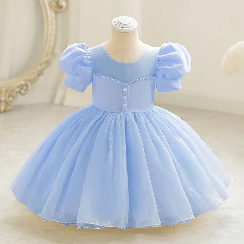dress  girl's first birthday, a princess dress with puffed sleeves  summer baby girl rainbow gradient color dress for children