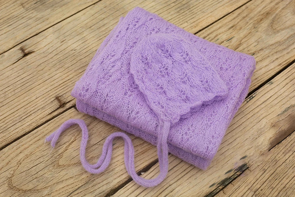 Newborn Photography Props Baby Posing Knitted Hollow Hat + Wrap 2pcs/Set Soft And Highly Elastic Stretchable Photo Accessories