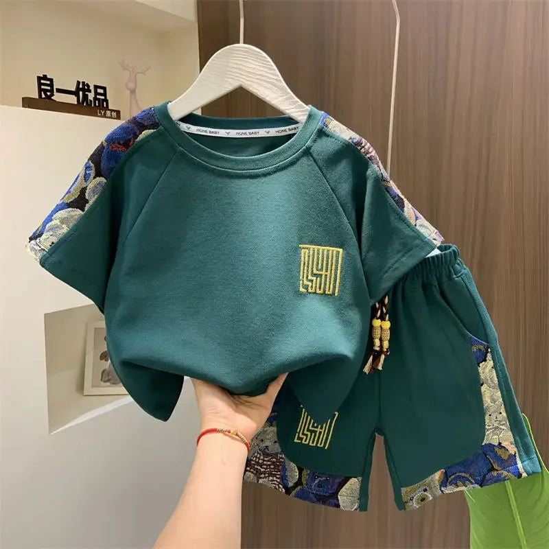 Summer Baby Boy Clothes Sets Cotton Cartoon Casual T-Shirt Shorts 2PCS Children's 2025 New Top & Bottom Sets Fashion Kids Suit