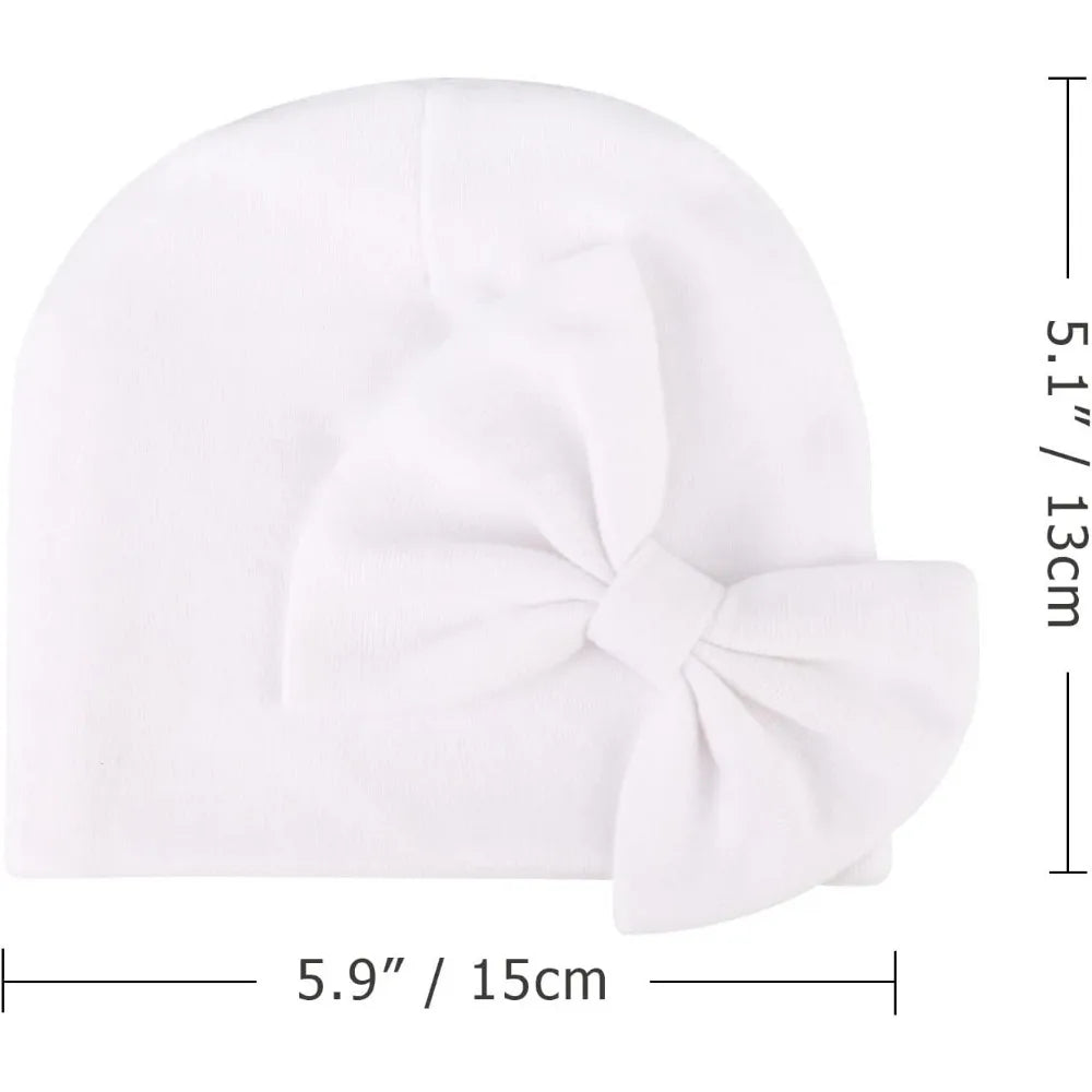 6Pcs/Set Newborn Bow Baby Hat & Scratch Mittens Set, Baby Cute Covered Hat, Headwear Accessories, Perfect Gift for Baby's Birth