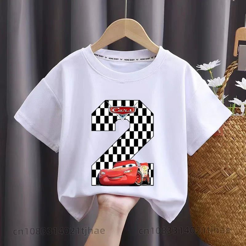 Cars 0-9 Birthday Kids Cosplay COTTON T-shirts for Babys T-Shirt Costume Tees Baby Party T Shirt Clothes Children Tops