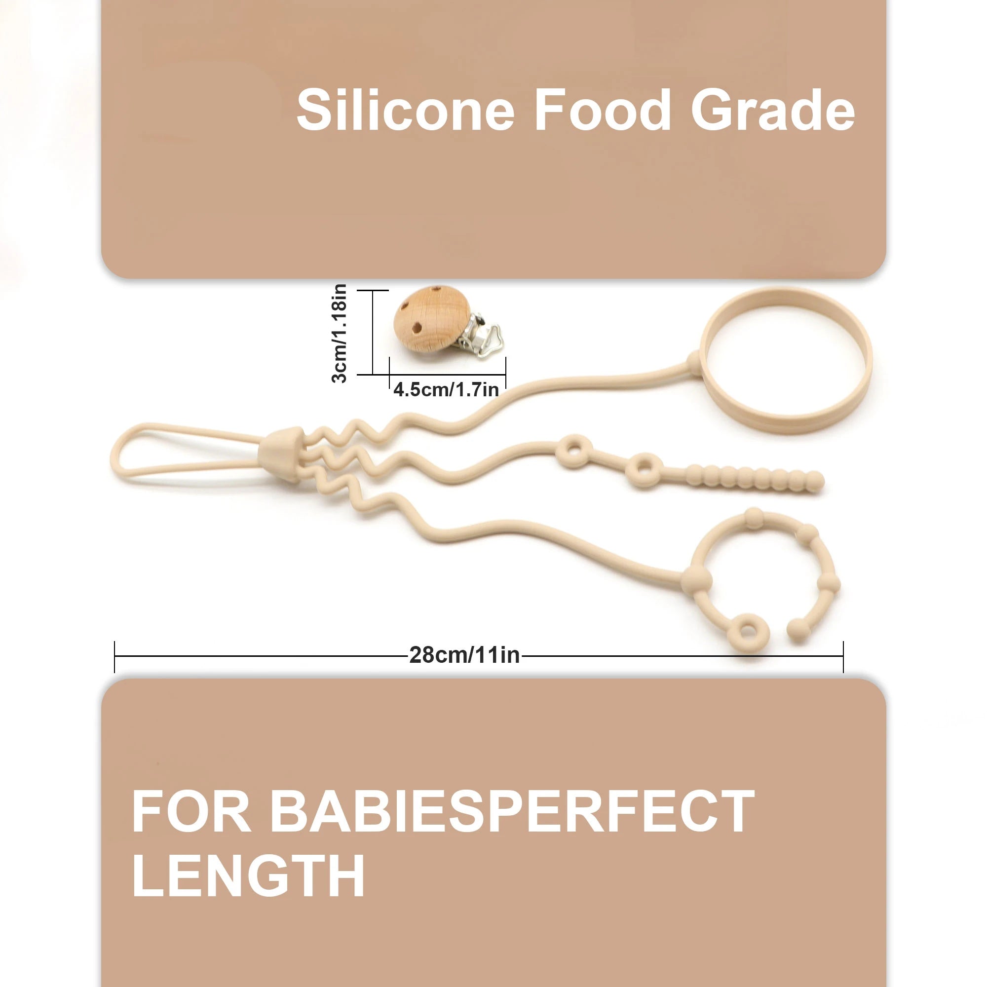 Silicone Pacifier Chain, Adjustable Pacifier Chain With Clip, Stroller Bottle Holder, Thanksgiving Day And Christmas Gifts