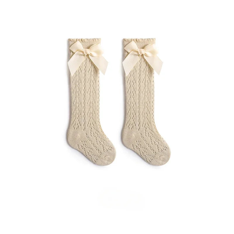 Baby Girls Socks Toddler Spanish Style Bowknot Cotton Mesh Breathable Newborn Infant Socks 0-5 Years