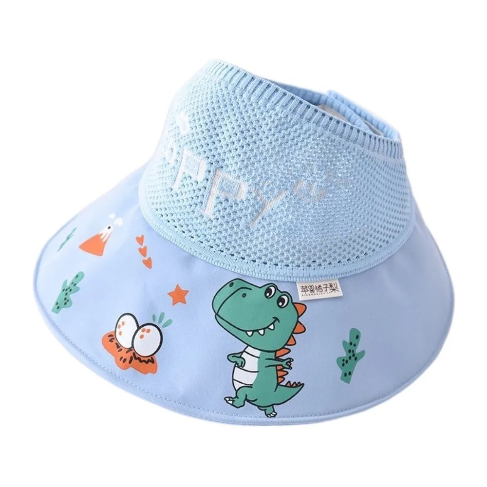 Cartoon Anti UV Protection Children Sun Hat Wide Brim Empty Top Summer Baby Sunhat Thin Comfortable Kids Beach Cap Outdoor