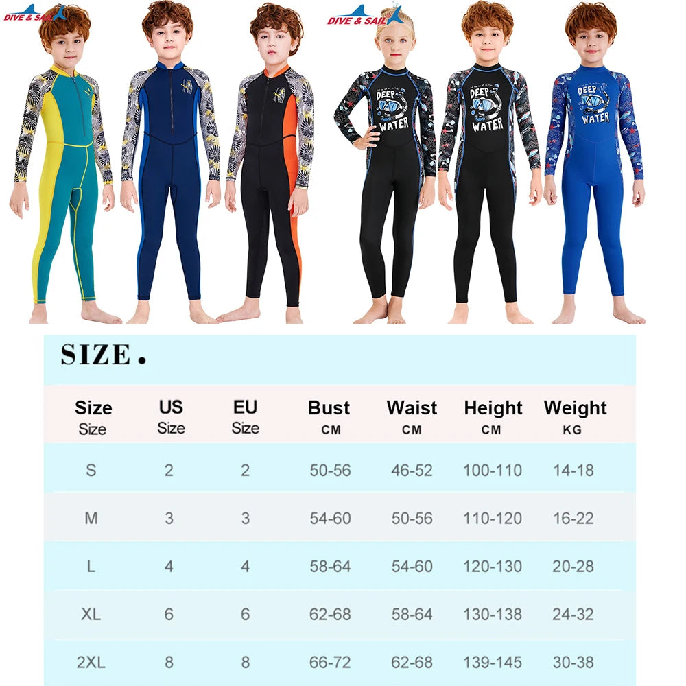 Kids UPF50+ Diving Suit Wetsuits Children's Spandex Wetsuit for Boys Girls Swimming Rash Guard Surfing Kayak Clothes