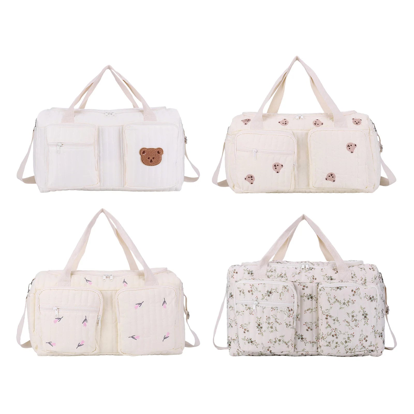 Quilted Baby Diaper Bag Large Capacity Baby Bag Weekender Bag for Hospital and Weekender Travel