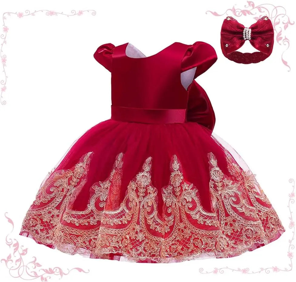 Baby Girls 1st Birthday Costume Toddler Kids Wedding Birthday Party Lace Princess Dress Children Christmas Girls elegant dresses