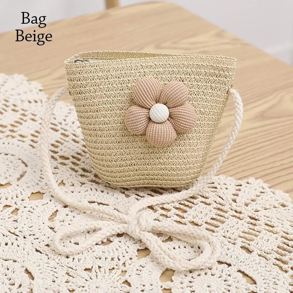 UV Protection Kids Straw Cap Bag Outdoor Spring Summer Breathable Beach Cap Travel Big Brim Sun Hat Children Girls