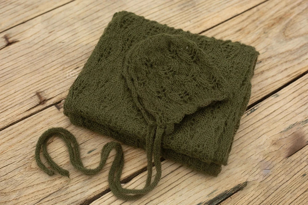 Newborn Photography Props Baby Posing Knitted Hollow Hat + Wrap 2pcs/Set Soft And Highly Elastic Stretchable Photo Accessories