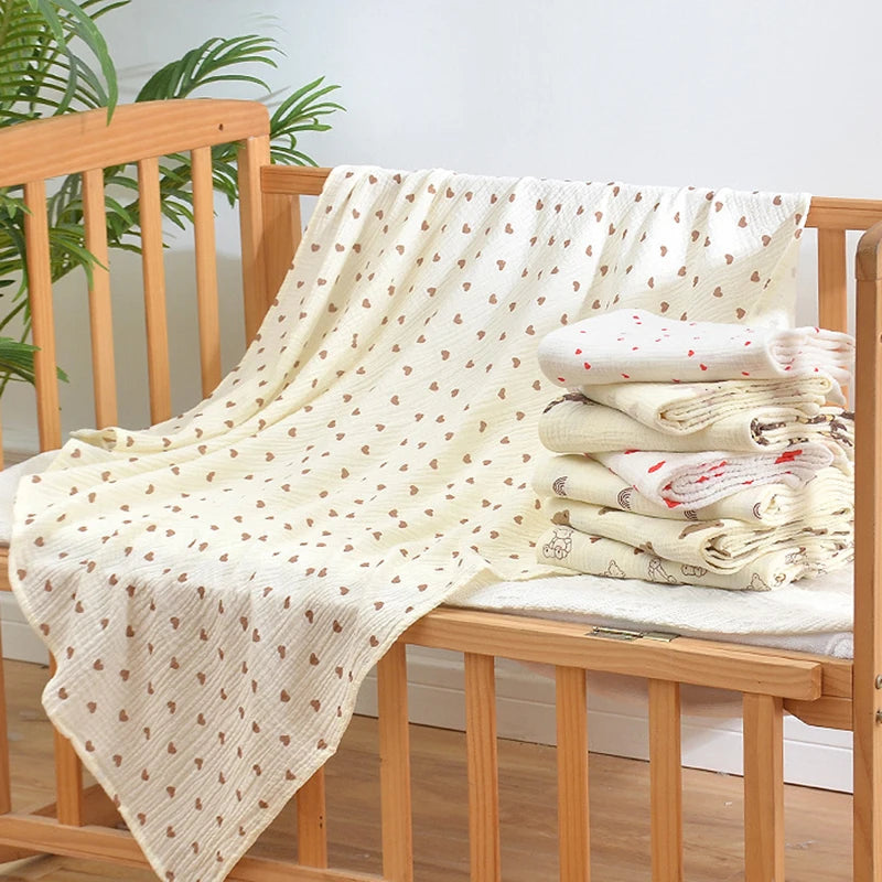 Baby Blanket Newborn Muslin Swaddle 2 Layer Cotton Bath Towel Summer Stroller Cover Wrap Gauze Toddler Sleep Blanket