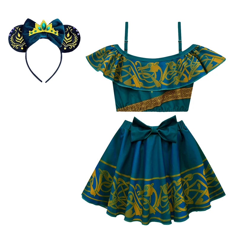 Swimsuit 2022 New Girls Snow Queen Elsa Anna Princess Swimwear Children One-pieces Rapunzel Melinda Tiana Baby Swimming Bikinis