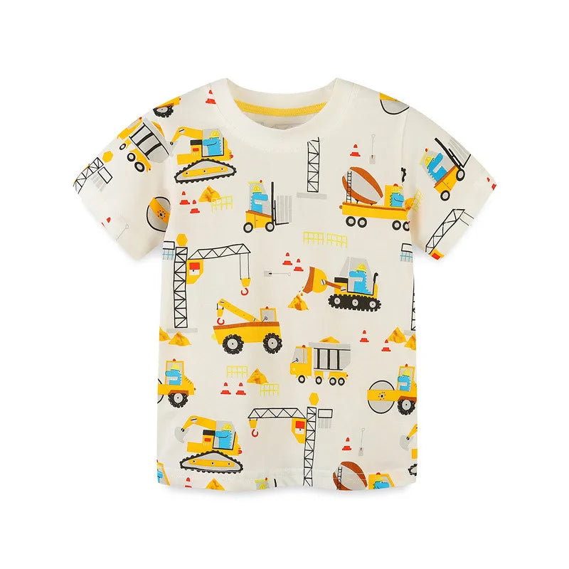 2-7T Cotton Boys Kids TShirts Summer Hot Selling Toddler Clothing Short Sleeve Cartoon Print Fashion Kids Tees Tops