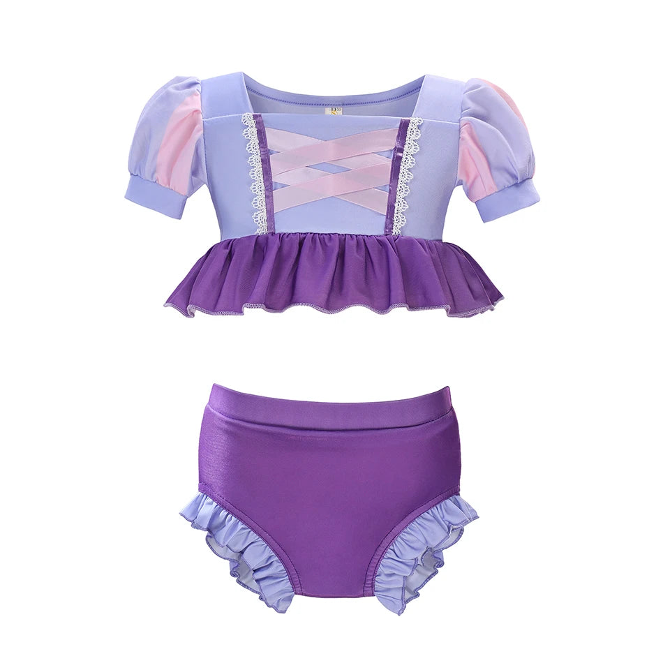 Baby girls swimsuit and kids beach swimsuit, Princess collection, 2 piece swimsuit