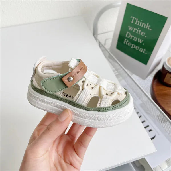 New Summer Baby Shoes For Boys Leather Cut-outs Girls Sandals Soft Sole Kids Beach Shoes Fashion Toddler Sandals 15-25